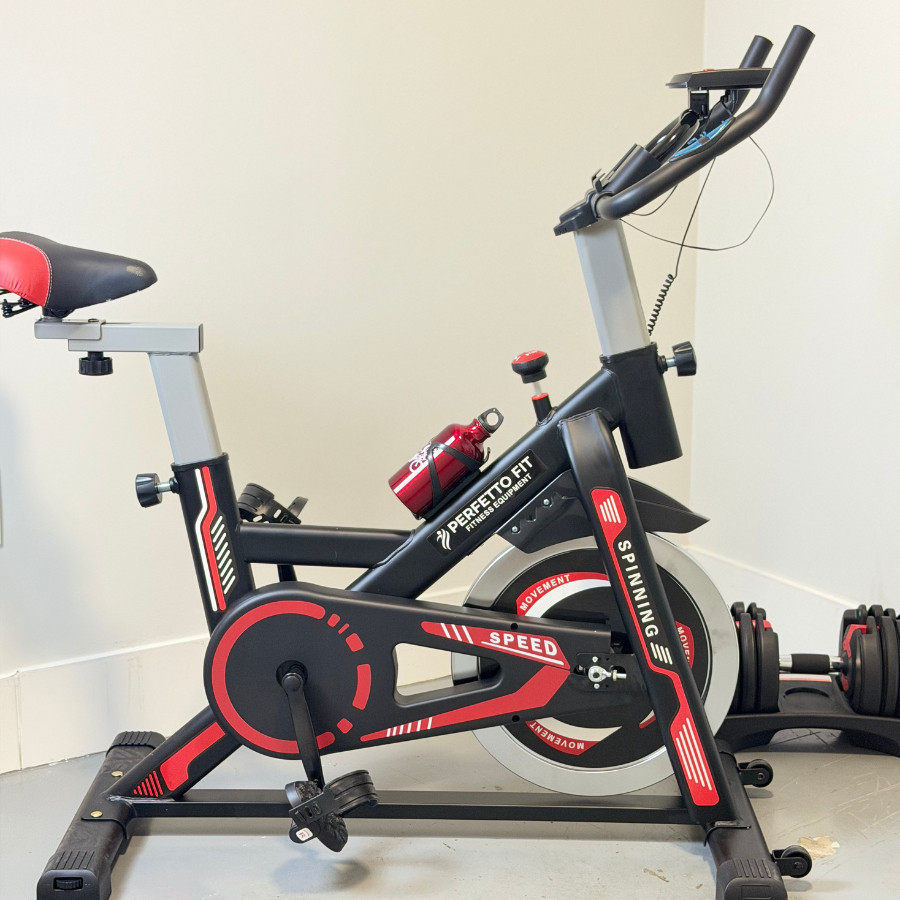 Bicicleta Spinning Ergométrica Roda Inércia 13kgs Capacidade De Carga 150kg Vermelho 60v