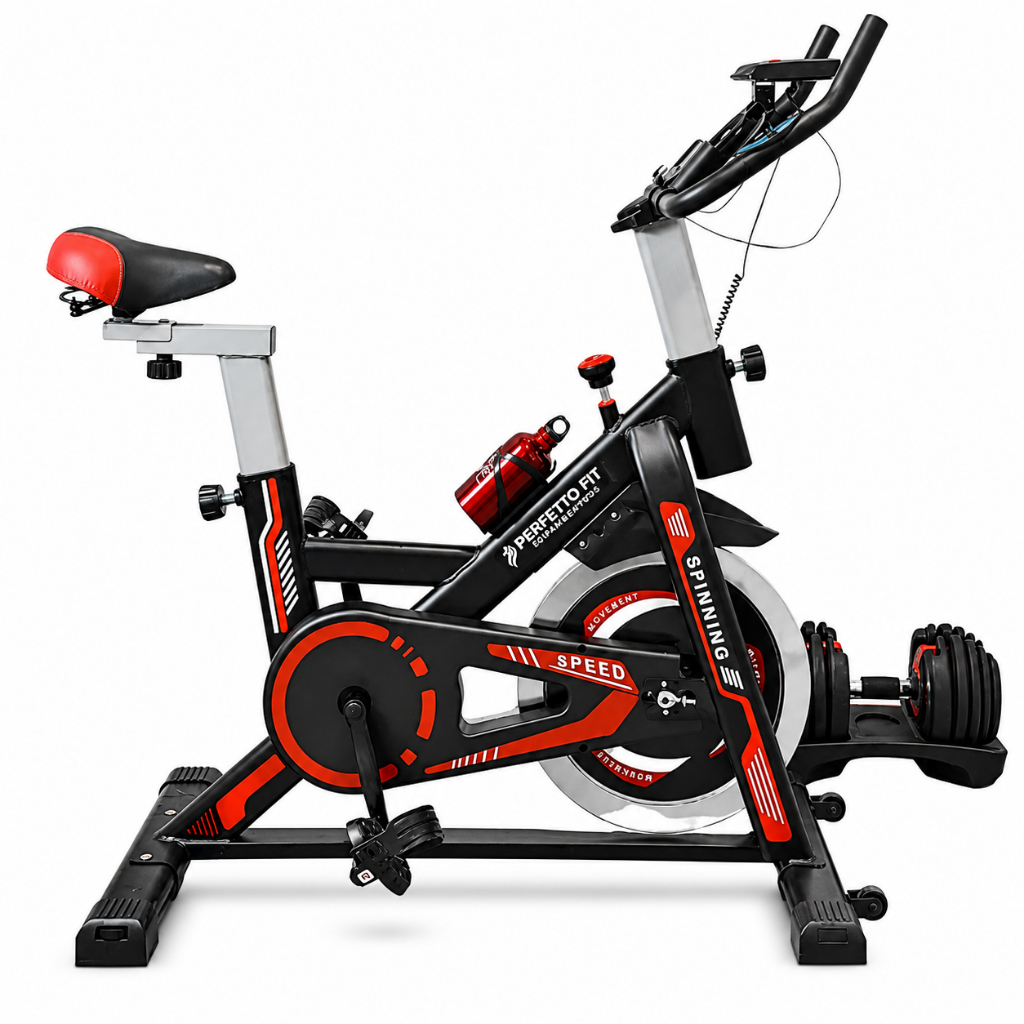 Bicicleta Spinning Ergométrica Roda Inércia 13kgs Capacidade De Carga 150kg Vermelho 60v Bicicleta Spinning