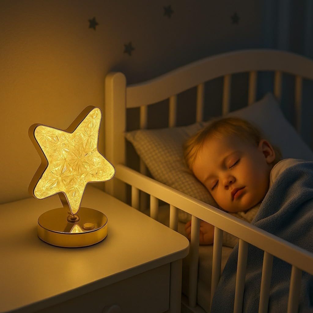 Luminária estrela Abajur LED Recarregável USB Luz Branco Quente Mista Presente Decoração