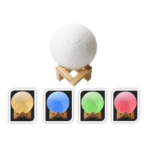 Abajur Moon Luminária Lua Usb  5 Cores Decoração