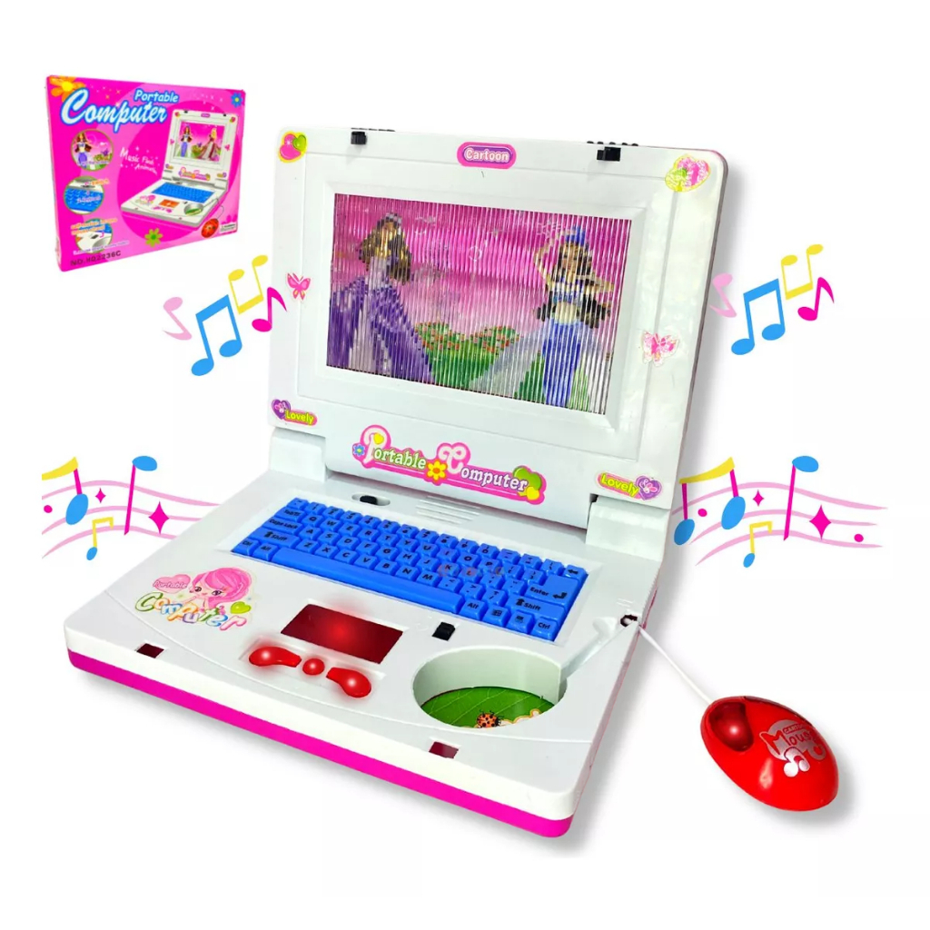 Notebook infantil Com Mouse Completo Computador Lindo portátil com musica