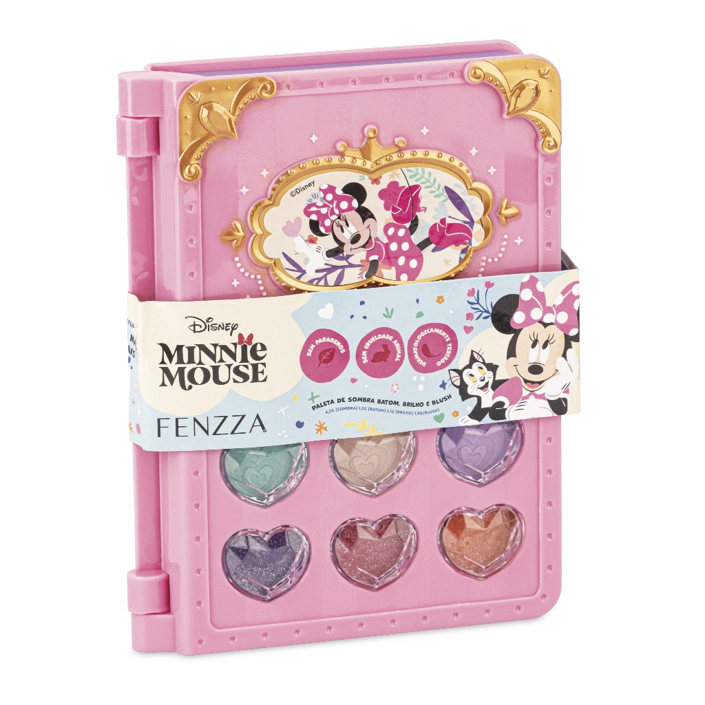 Kit De Maquiagem Portátil Díario Rosa Minnie Mouse Disney - Fenzza