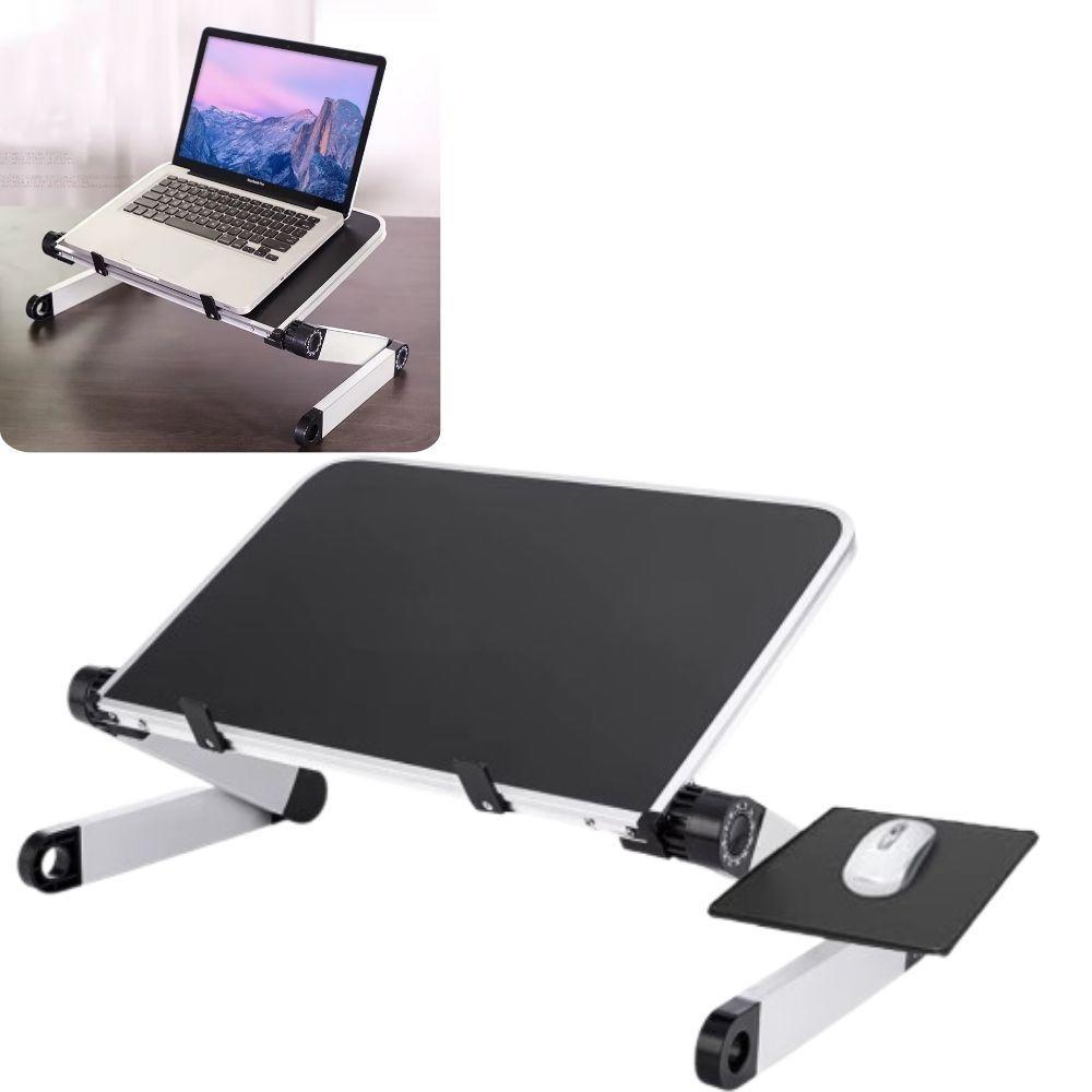 MESA NOTEBOOK DOBRAVEL ALUMINIO MULTIFUNCIONAL SUPORTE AJUSTAVEL ARTICULAVEL 360° MOUSEPAD PORTATIL CAMA SOFA HOME OFFIC