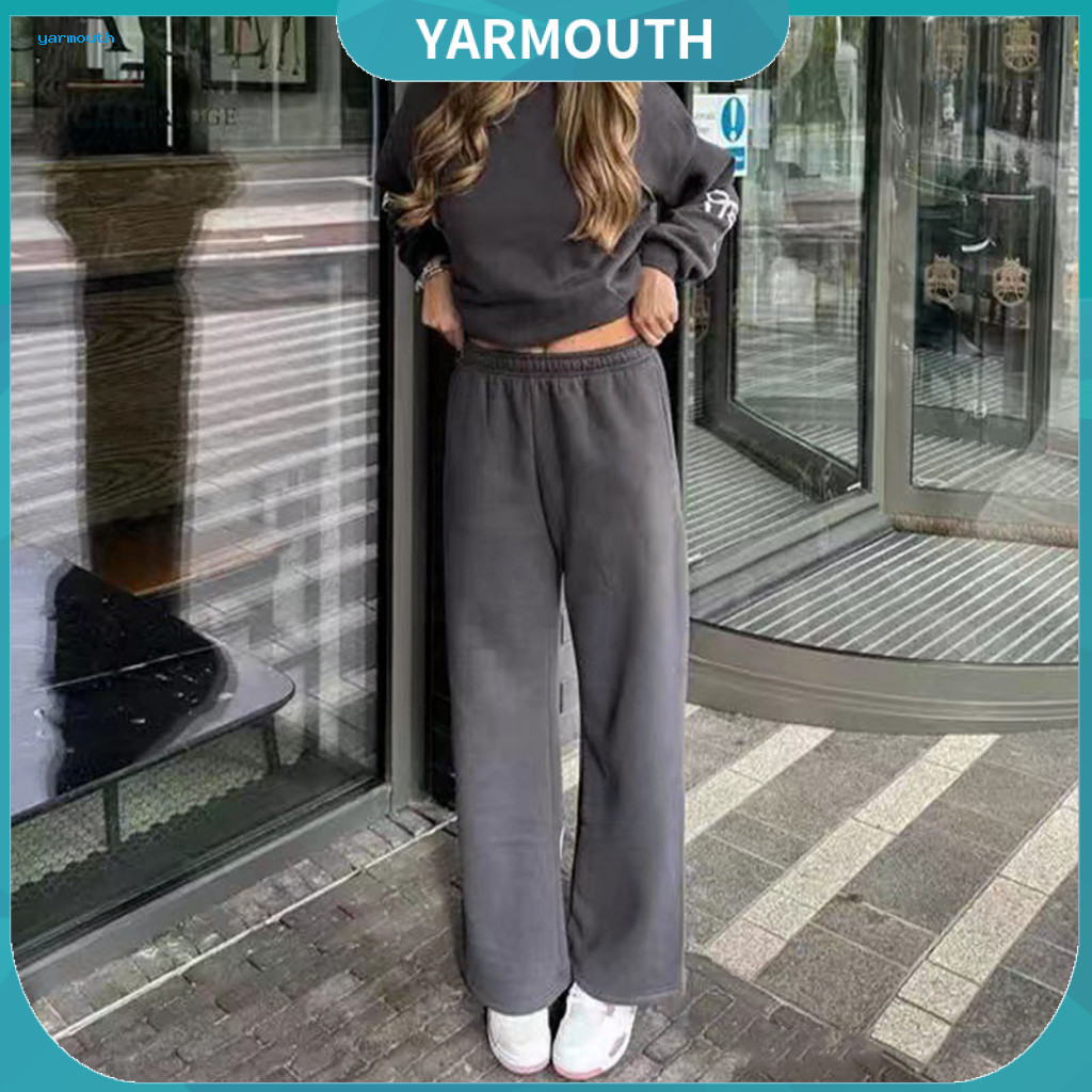 High Waist Sweatpants Set Women Wide Leg 2 Pcs Hoodie and Pants Bow Print Hooded Long Sleeve Top with Adjustable Trouser