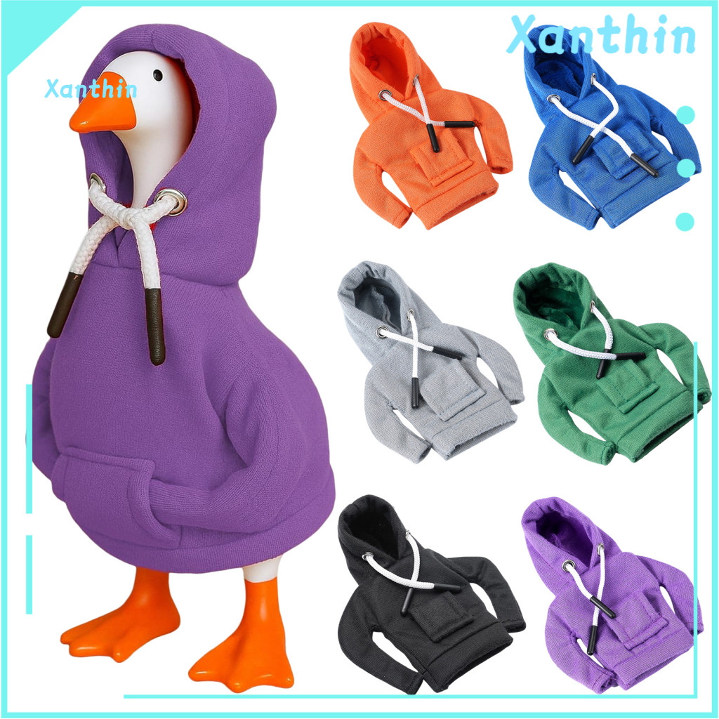 Soft Goose Clothes Statue Key Holder Desk Hoodie Costume for 7 Doll – Adjustable Hooded Sweater with Pocket Mini Porch