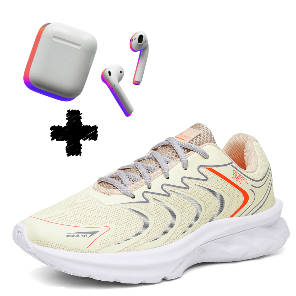 KIT TÊNIS FEMININO + FONE DE OUVIDO BLUETOOTH CORRIDA ACADEMIA PRETO ORIGINAL LANÇAMENTO TREINO