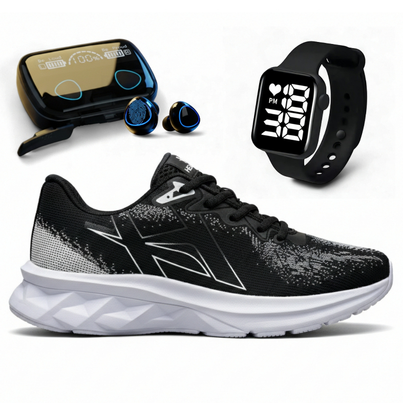 Kit Tênis Masculino + Relógio Digital + Fone Bluetooth Esportivo Academia Promoção 9.9 Envio Imediato