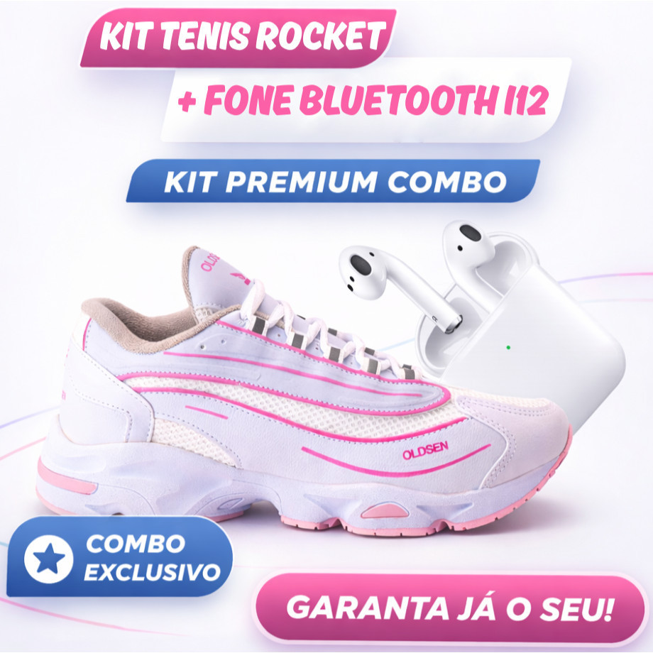 Kit Tenis Feminino Streetwear Urbano Casual  Esportivo Fone Bluetooth Touch I12 Carregavel
