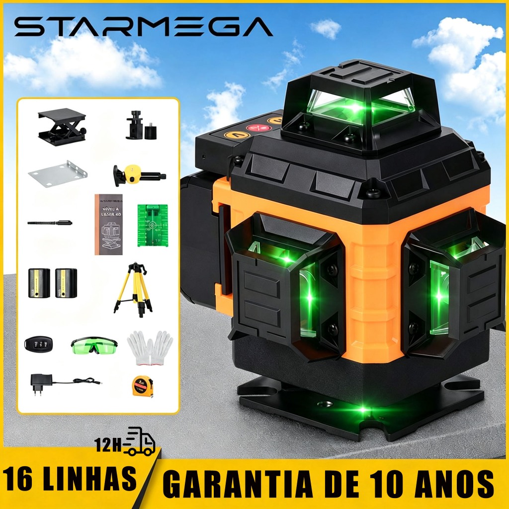 12/16 Lines Green Laser Level 360°Level 4D Self-Leveling Professional laser Level Tools+1.2M Tripod