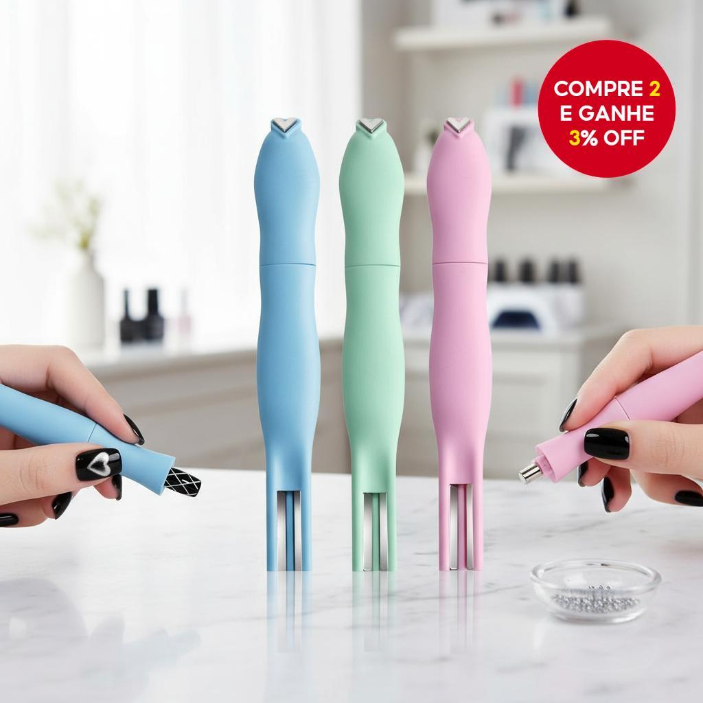 Monja Caneta Magnética para Nail Art com Imã em Formato de Coração 3D para Manicure DIY Multifuncional