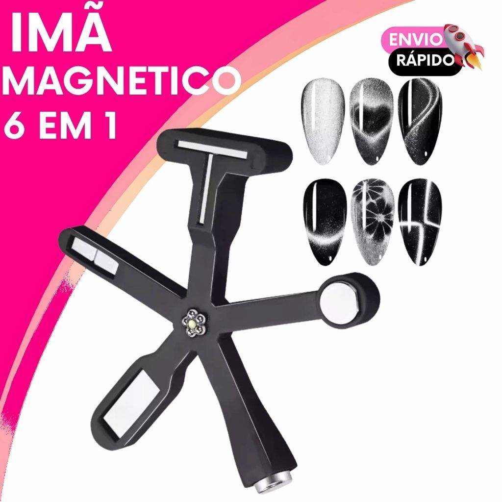 Ímã Magnetico para Nail Art Olho de Gato – Design Moderno e Sofistica 6 em 1