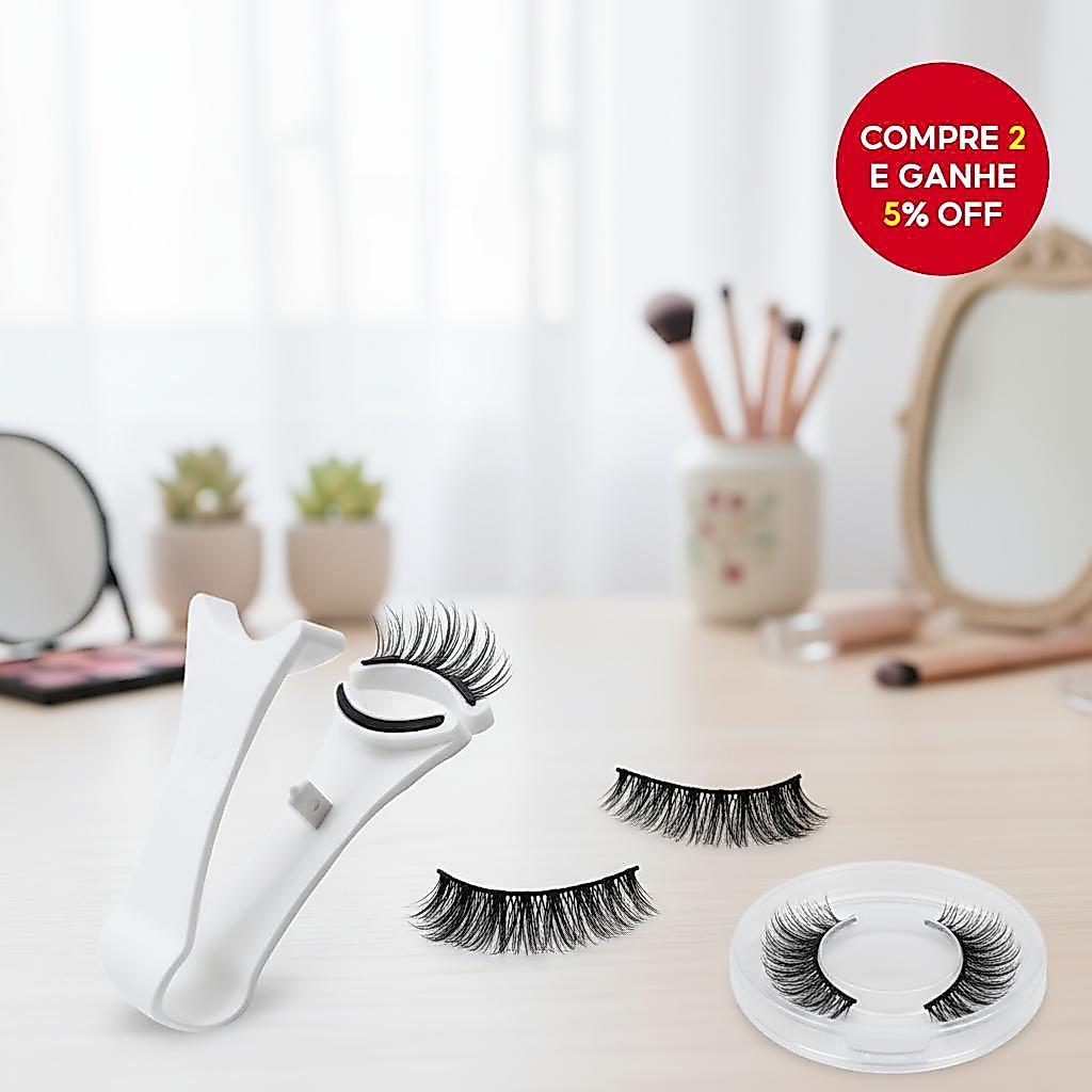 Kit de Cílios Postiços Magnéticos de Alongamento 3D com Pinça Reutilizável e Clips Naturais