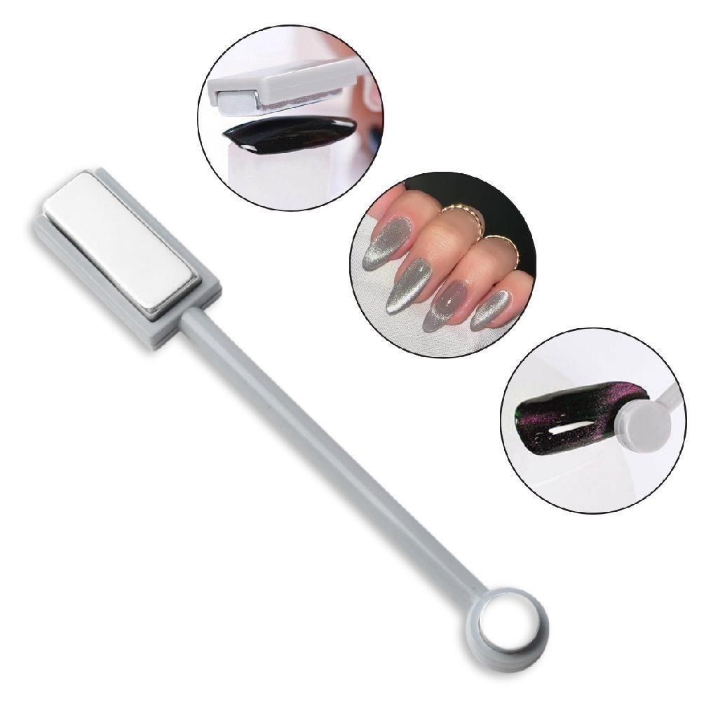 Espátula Ponta Dupla Imã Para Unha Olho de Gato Magnético Manicure Nail Art Nail Designer