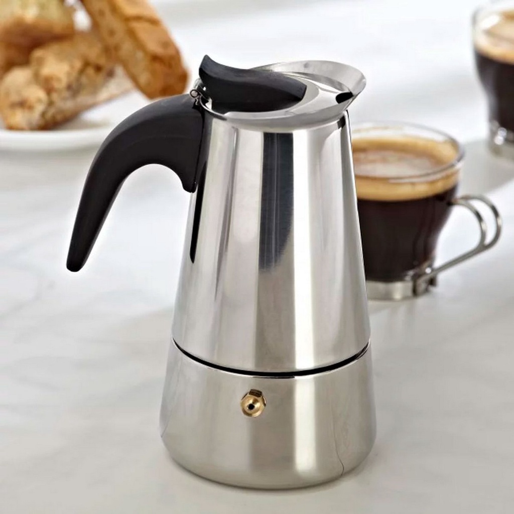 Cafeteira Italiana Bule Aço Inox 200ml 4 Xicaras Chaleira Smart Coffee