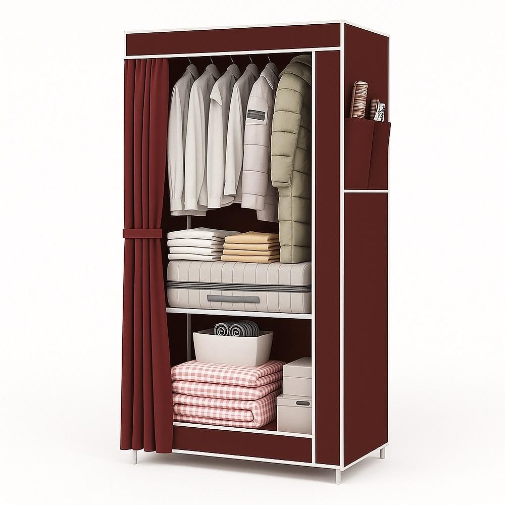 CABIDEIRO VERMELHO LUXO PORTATIL MULTIUSO 1 PRATELEIRA ROUPAS SAPATOS BRINQUEDO ROUPA CAMA ORGANIZADOR