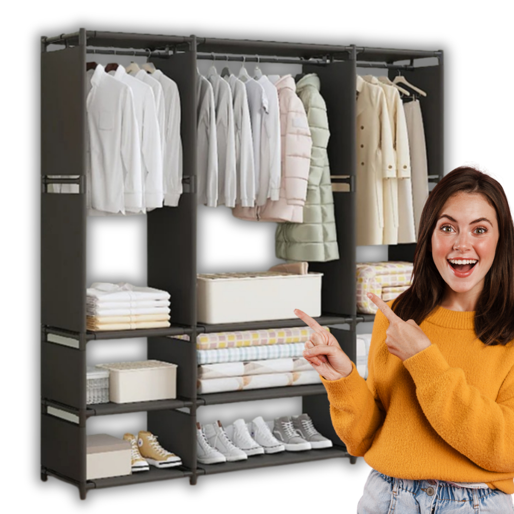 Guarda Roupa Dobrável Organizador De Roupas Portátil Multiuso Armário Organizador de Roupas Sapatos Multiuso Arara