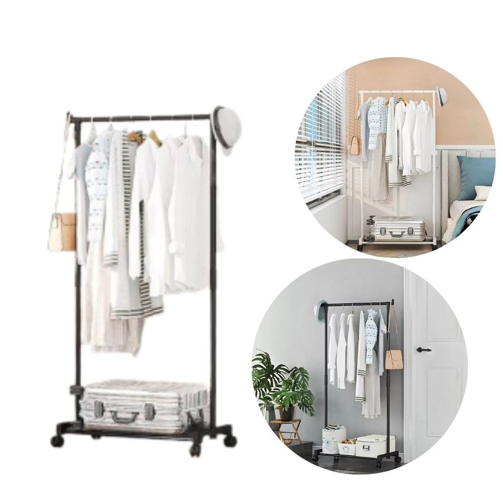 Arara Organizadora De Roupa Com Rodinha Cabideiro Multiuso Otimizar Espaço Sapatos Acessórios Portátil closet Quarto