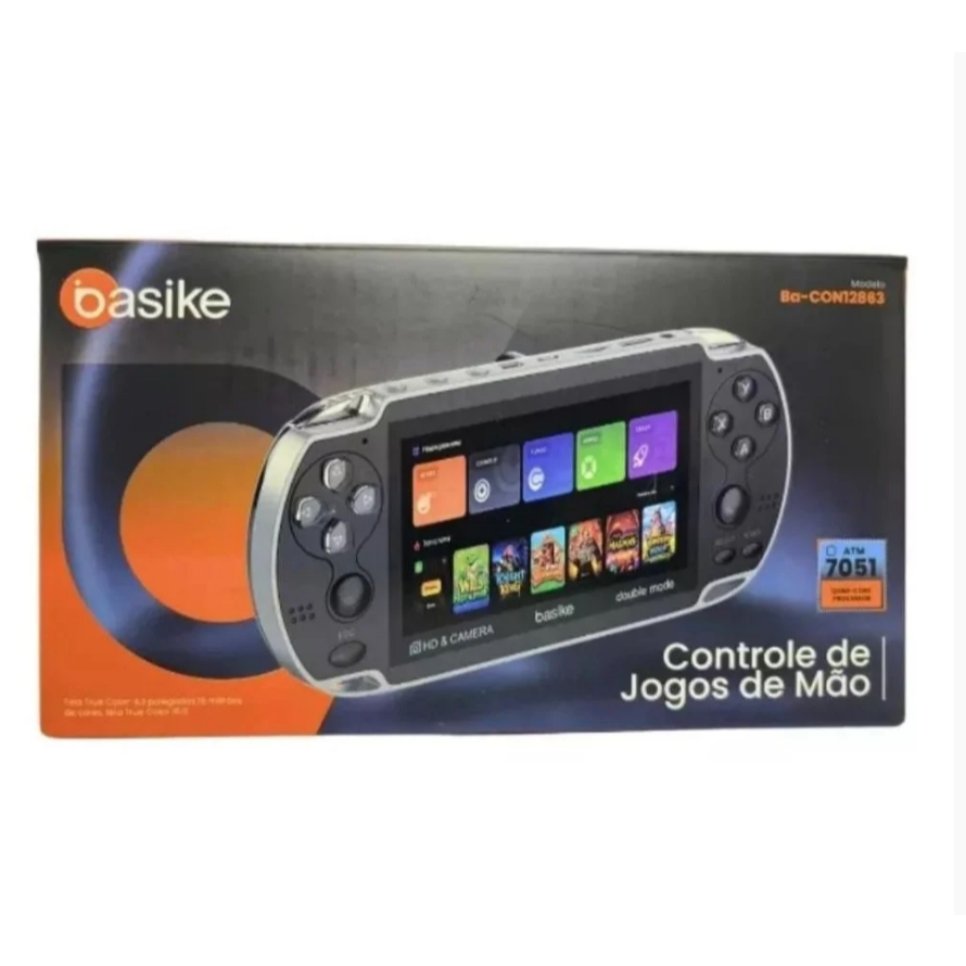 Console Portátil Basike Ba-CON2883 8GB Tela 4.3'' com 7051 Jogos Retrô + Câmera