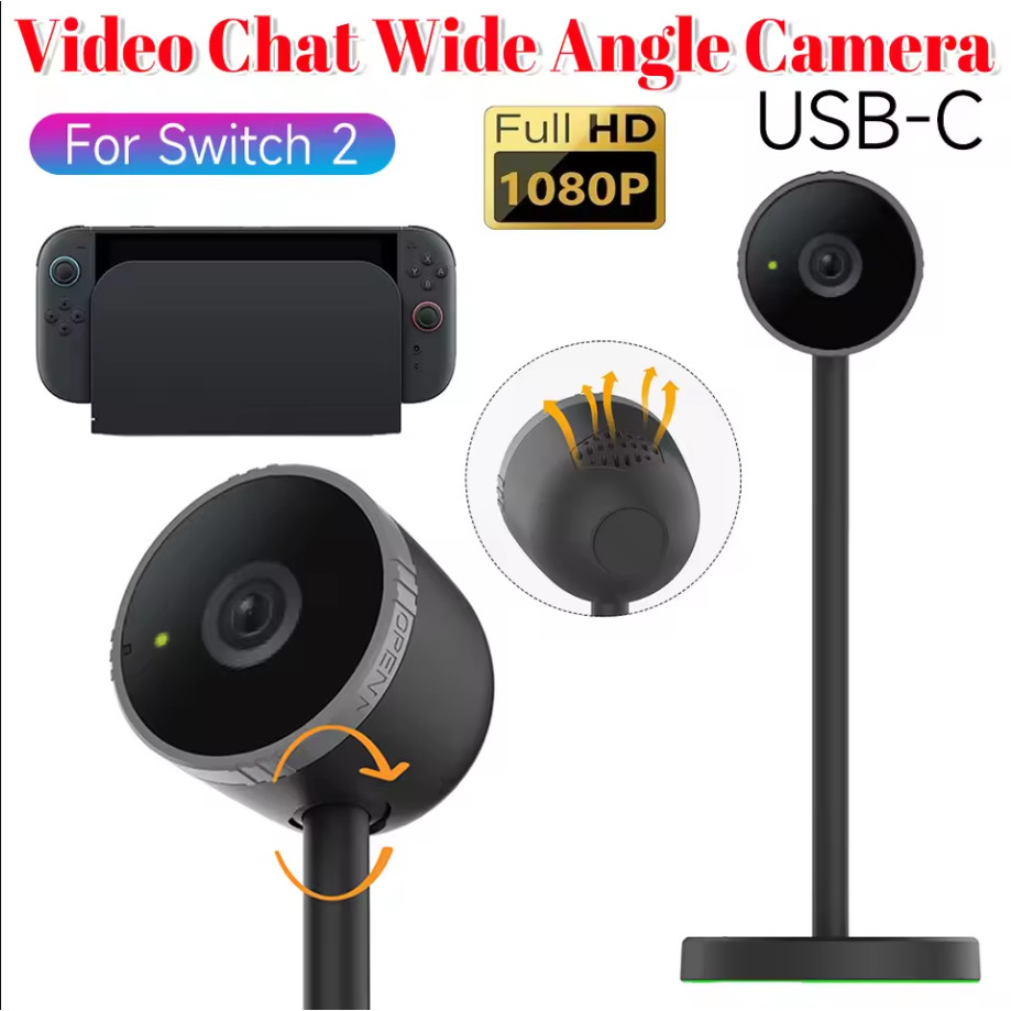 Câmera 1080P Para Nintendo Switch 2 Console 2025 HD De Vídeo Com Cabo USB C E Tampa De Lente Deslizante De Privacidade