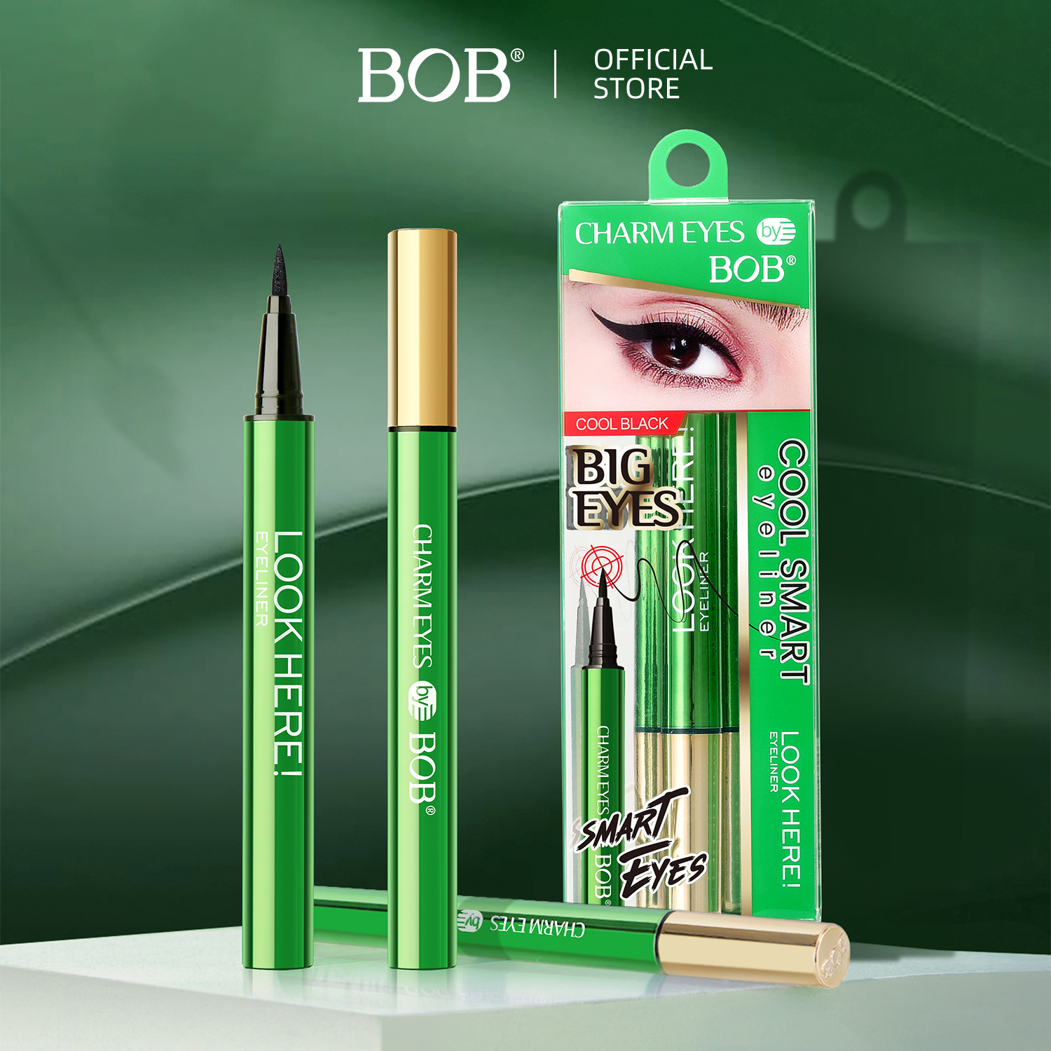 BOB Cool Smart Eyeliner - Secagem Rápida - À Prova d'Água - Longa Duração - Anti-Borrão - Preto, Maquiagem Acessível
