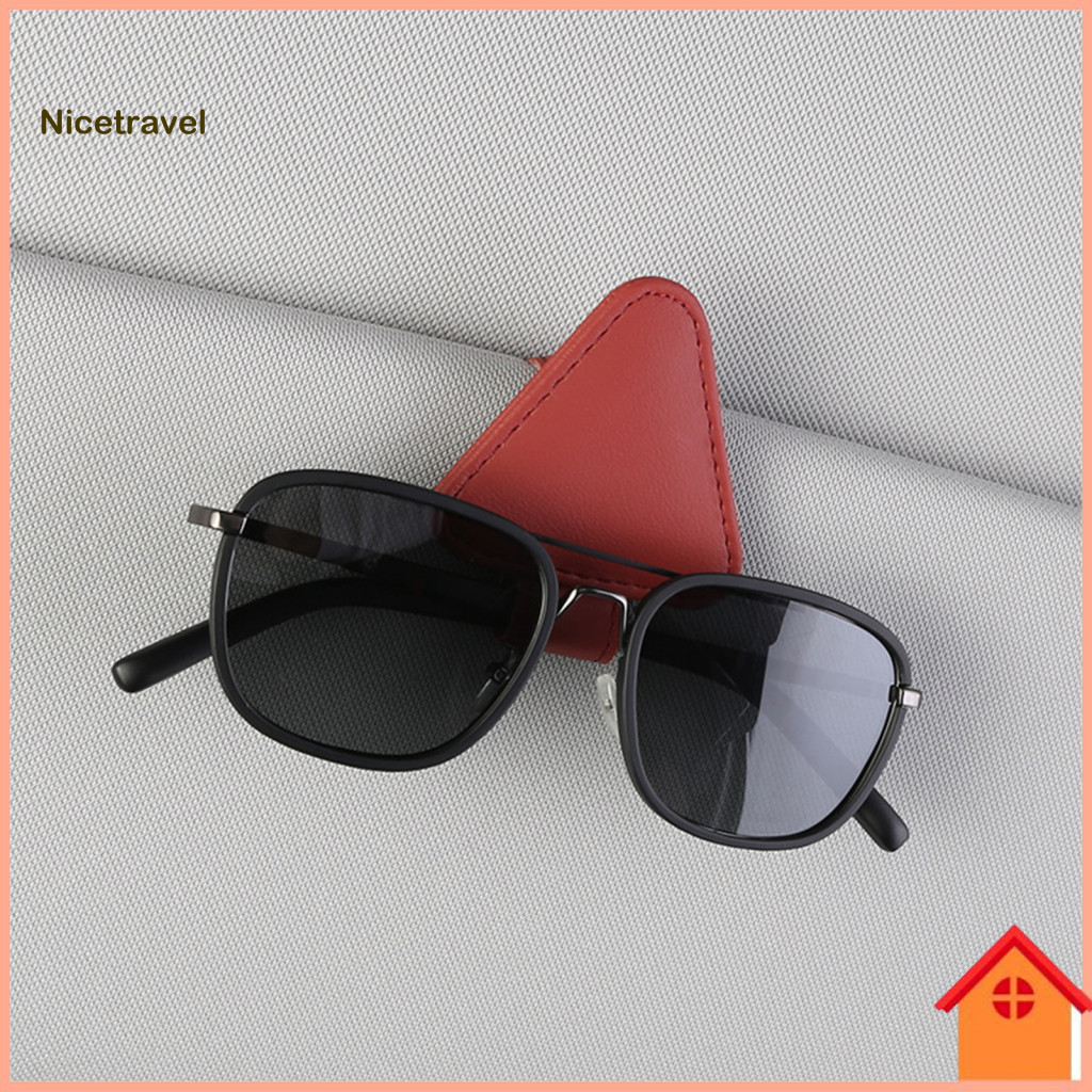 Travel Gadget for Car Visor Organizer Magnetic Sunglasses Holder with Sunshade Clip Faux Leather Auto for Driving Licens