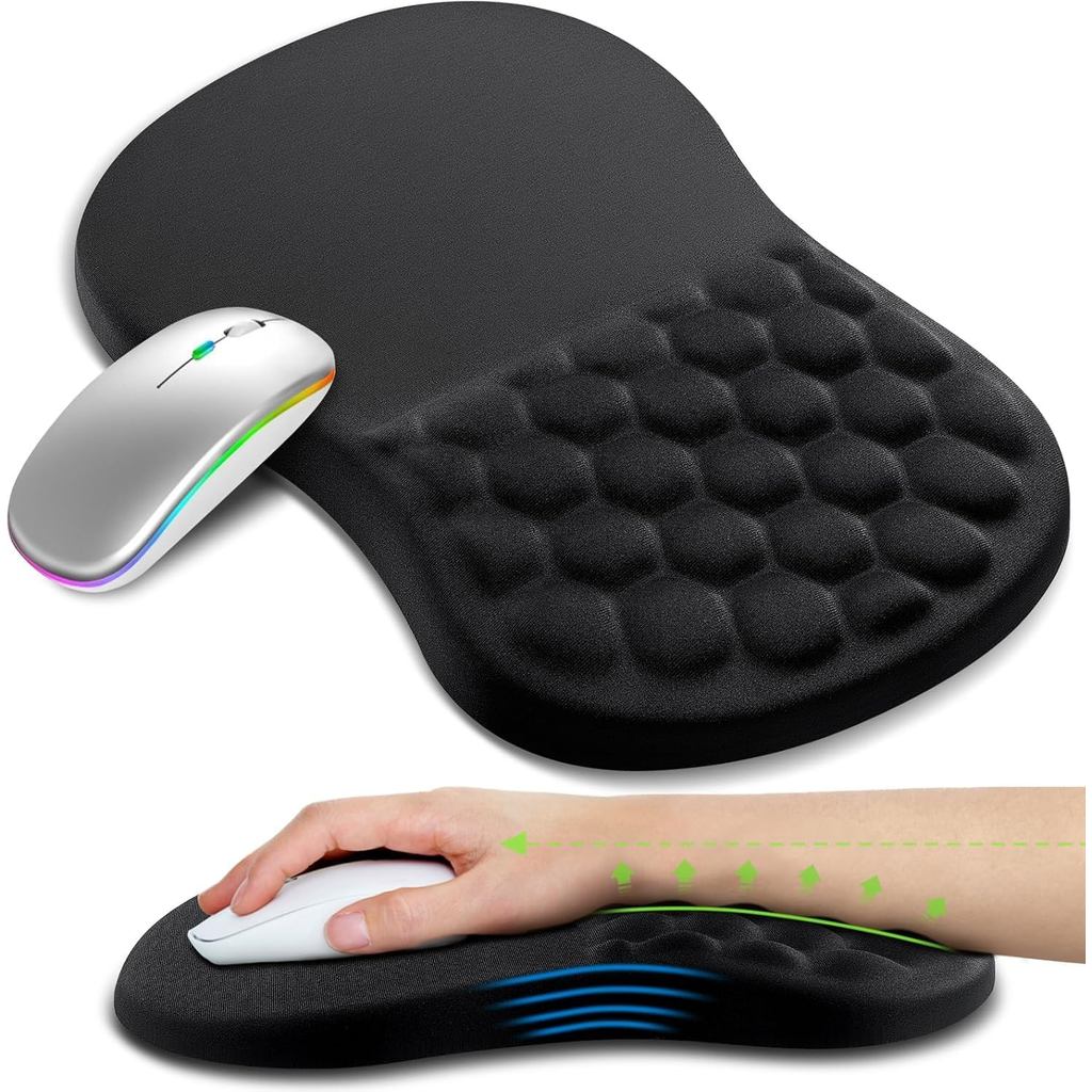 Ergonomic Massage Design Mouse Pad for Pain Reliefmouse Pads for Desk, Memory Foam Non-Slip PU Base Gel Mouse pad Mouse