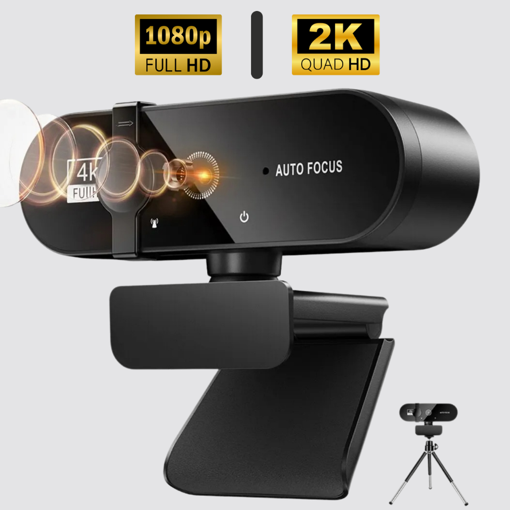 Webcam 1080p ou 2K Tripé Câmera Usb Com o Microfone Autofoco Para Computador Notebook Live Gaming