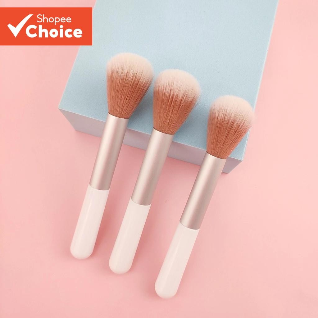 Pincel De Blush Único Pequeno Branco Portátil Ferramenta De Maquiagem Curta Escova De Pó De Cabelo De Fibra Macia