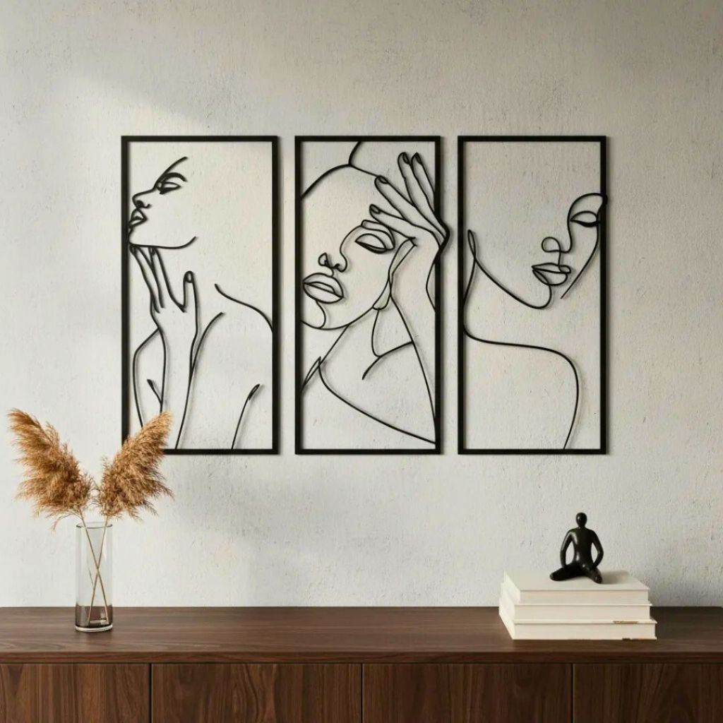 Kit Trio Faces Elegante Quadro Decorativo Mdf 3mm Quarto Sala Clinica Estética Escritório Decoração