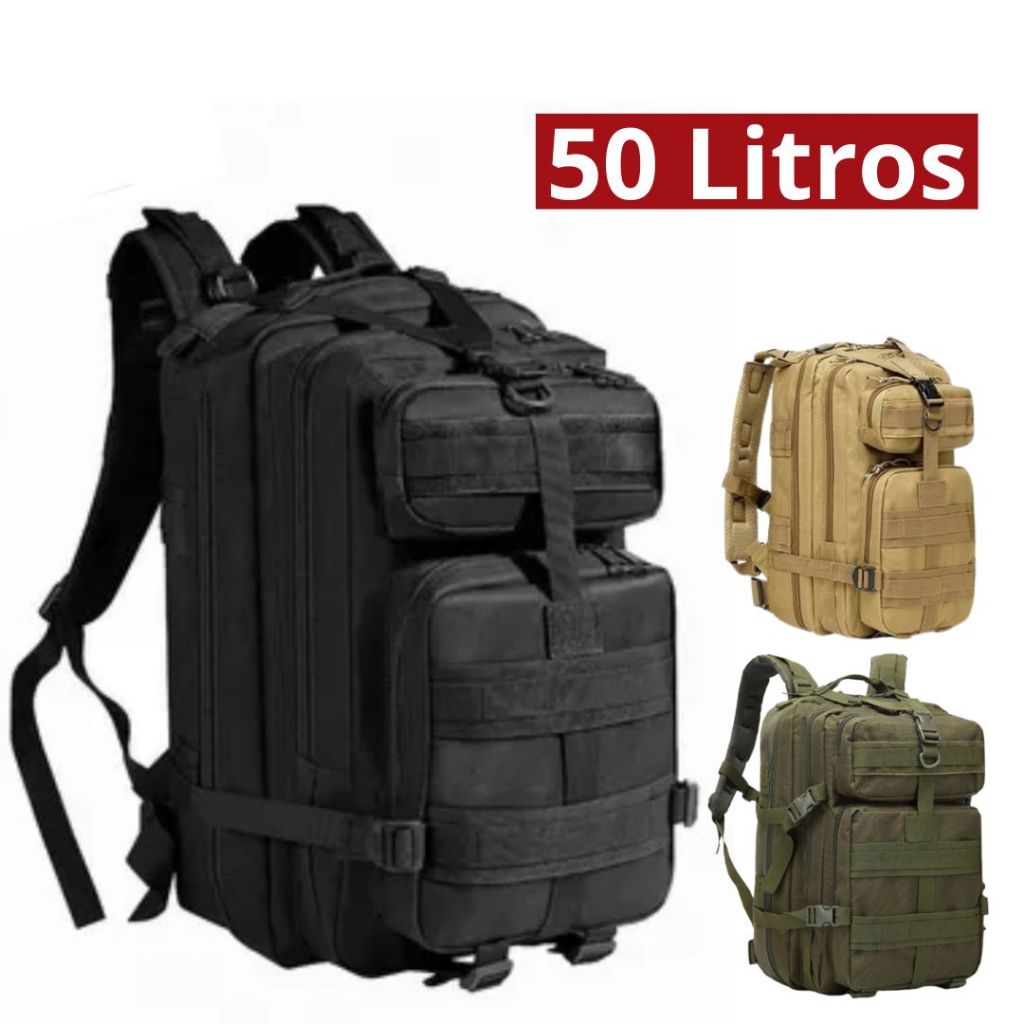 50L Mochila Camping Tatica Militar Resistente À Prova D'água Grande Capacidade Qualidade Premium