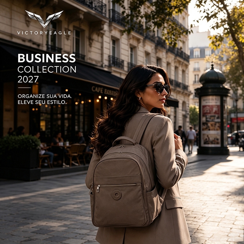 Mochila Premium Detalhes Couro Victoryeagle Reforçada Azul