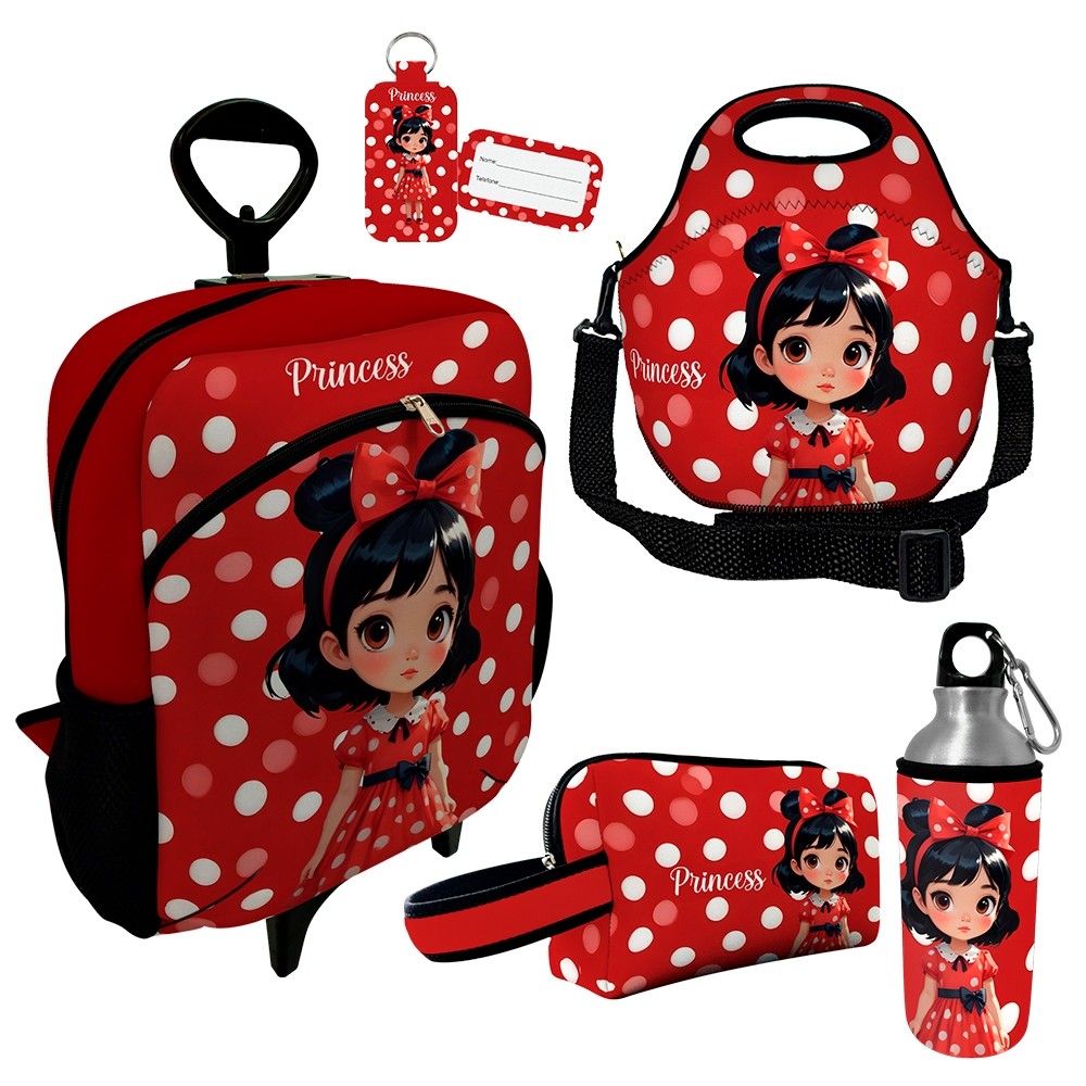 Kit Escolar Premium com Mochila c/ Rodinhas + Lancheira + Necessaire Plus+ Squeeze