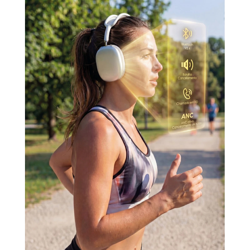 Fone de Ouvido Bluetooth 5.3 Headphone Sem Fio Skaiky BTH-40 Premium Cancelamento de Ruído Bateria 400mAh Ajustável