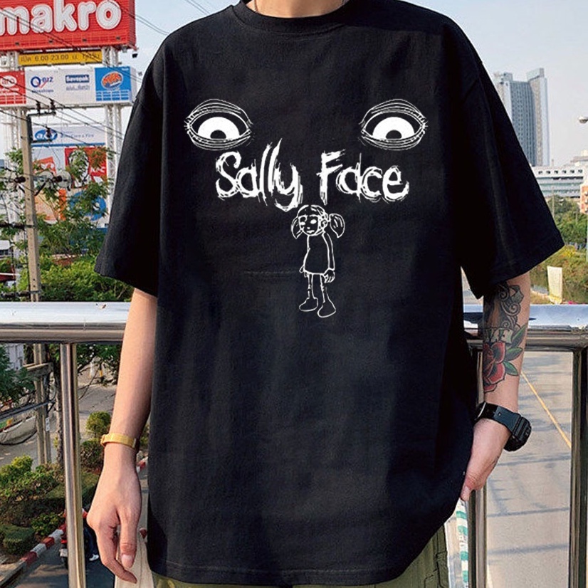Camiseta Basica Algodao Sally Face Mascara Portable Game Terror Horror Unissex -DENIS.