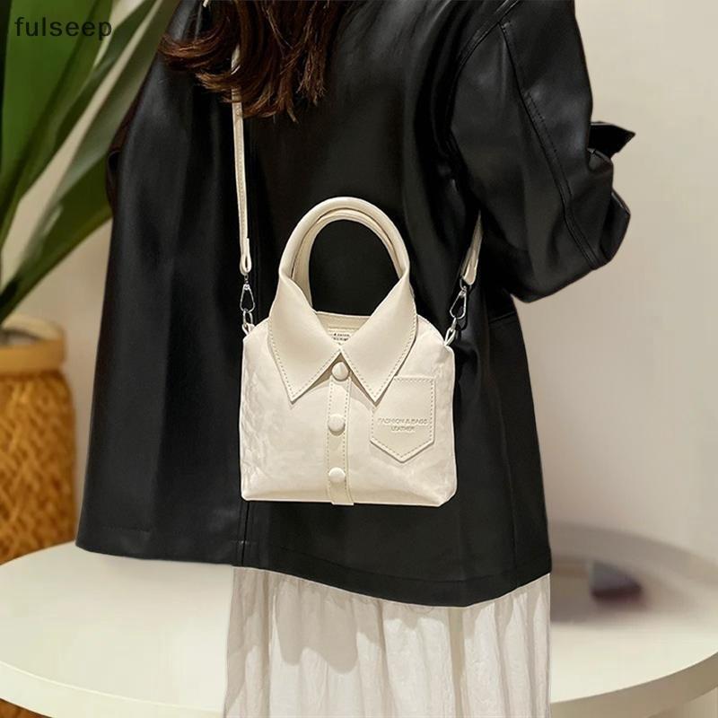 [fulseep] PU Portátil Estilo Camisa Bolsa De Ombro Feminina Moda Versátil Crossbody Sacos Com Zíper Totemuter De Alta Qu
