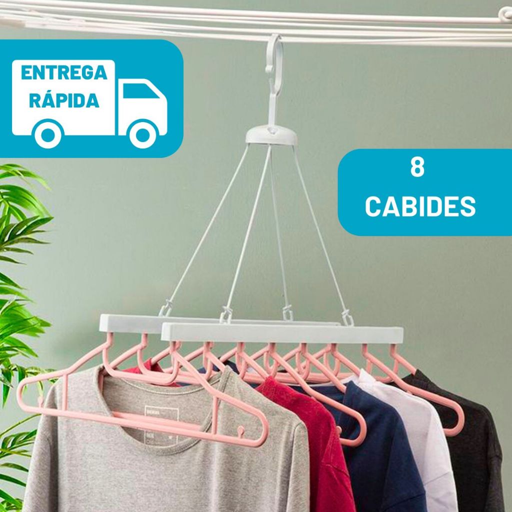 Varal De Roupa Retrátil Apartamento 8 Cabides Camisetas Blusas Portátil