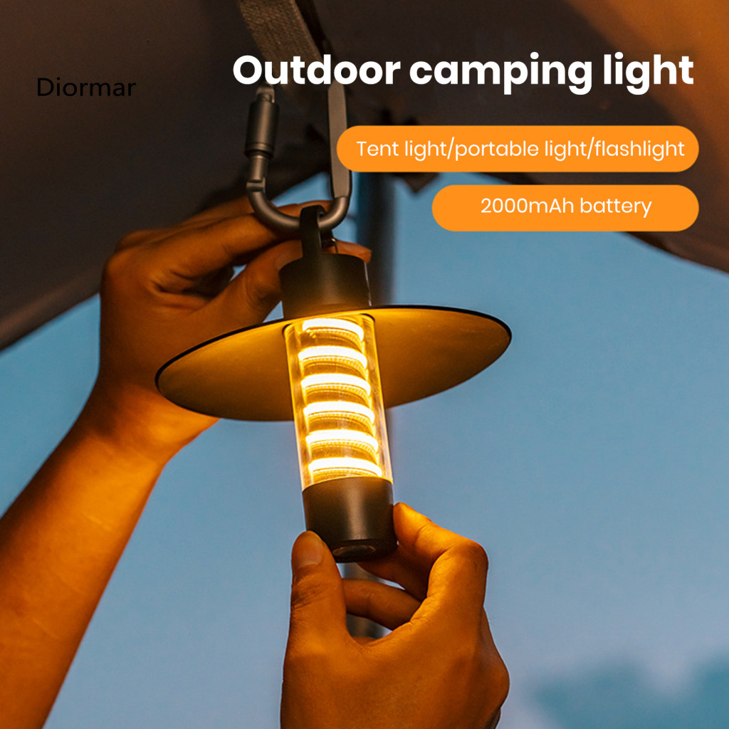 Versatile Outdoor Led Camping Lantern Super Bright Rechargeable Waterproof Tent Light Dimmable Hiking Flashlight for Fis