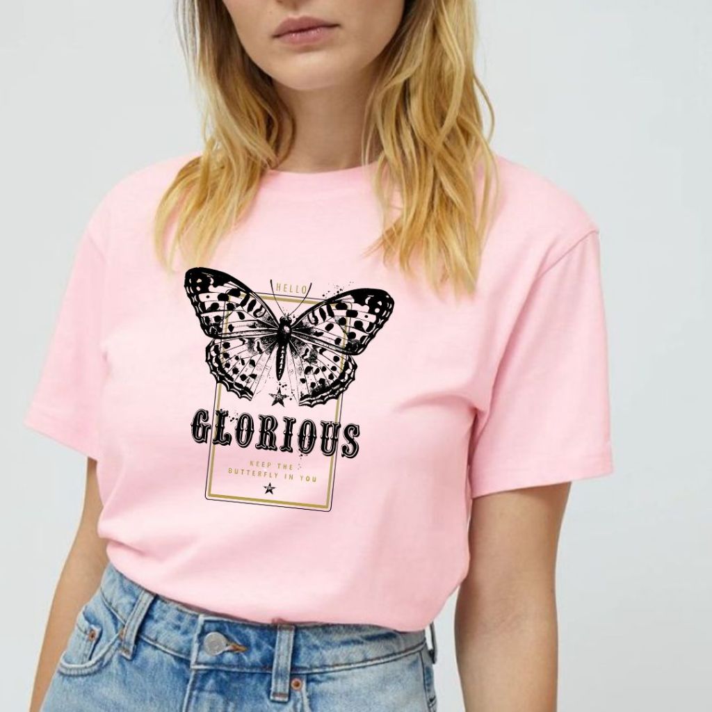 Camiseta T-shirt Borboleta Minimalista Blusa Feminina 100% Algodão Premium Envio Imediato