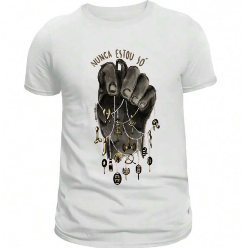 Camisa Umbanda Candomblé Axé, Nunca Estou Só 100% Algodão Premium