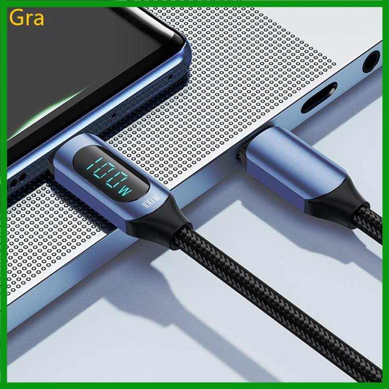 Gra Digital Power Readout USB C Trançado Carregamento Rápido Tipo Para Telefone Tablet Laptop E Uso Diário