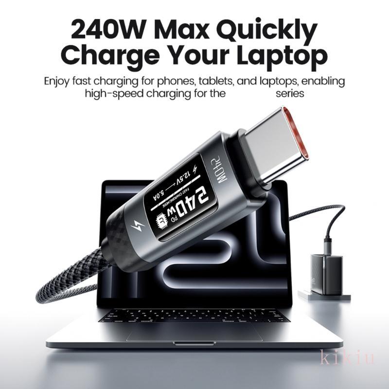 USB C Para Trançado kikiu Display Digital Carregamento Rápido 240 W E Melhora Os Recursos Segurança