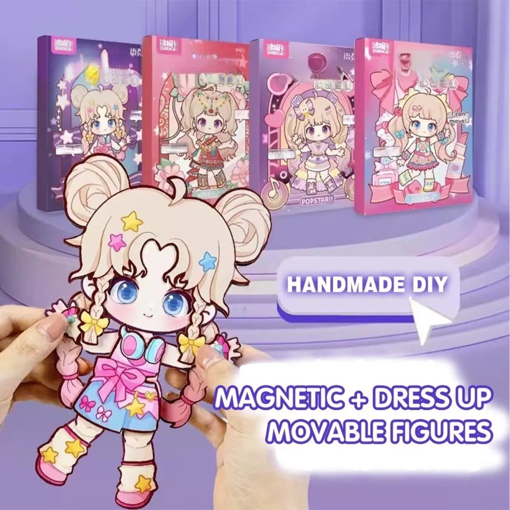 Portable Paper Figurines, Cute Cartoon Designs, 3D Dress-Up, Movable Figurines, Creative Assembly, DIY Paper Figurines,