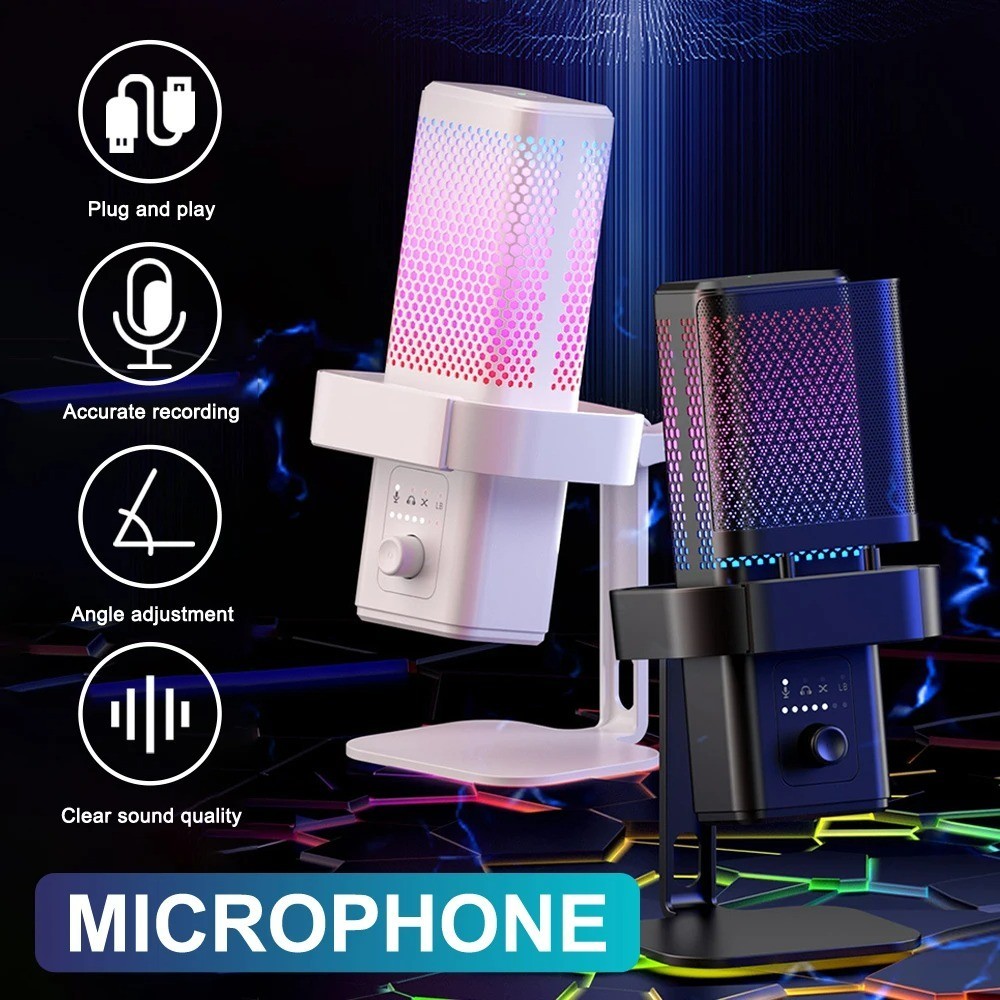 VIRWIR-USB Microfone Dinâmico para Gravação PC, Botão Mute, Gaming Mic, Studio Singing, Podcasts, Transmissão ao Vivo