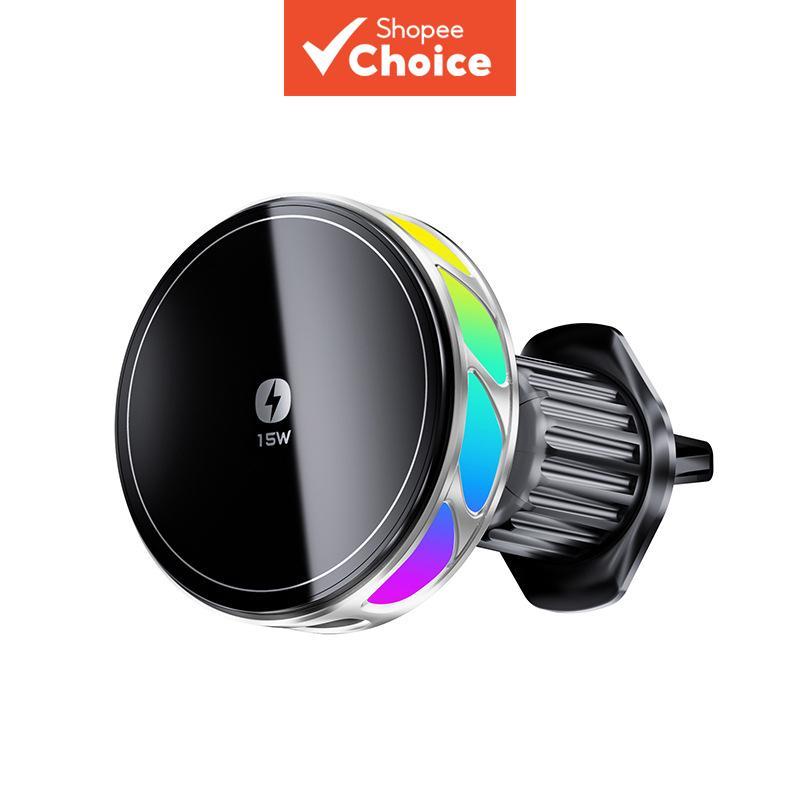 Vent Clip Wireless Car Charger 15W com Tripé e Suporte Giratório para Telefone