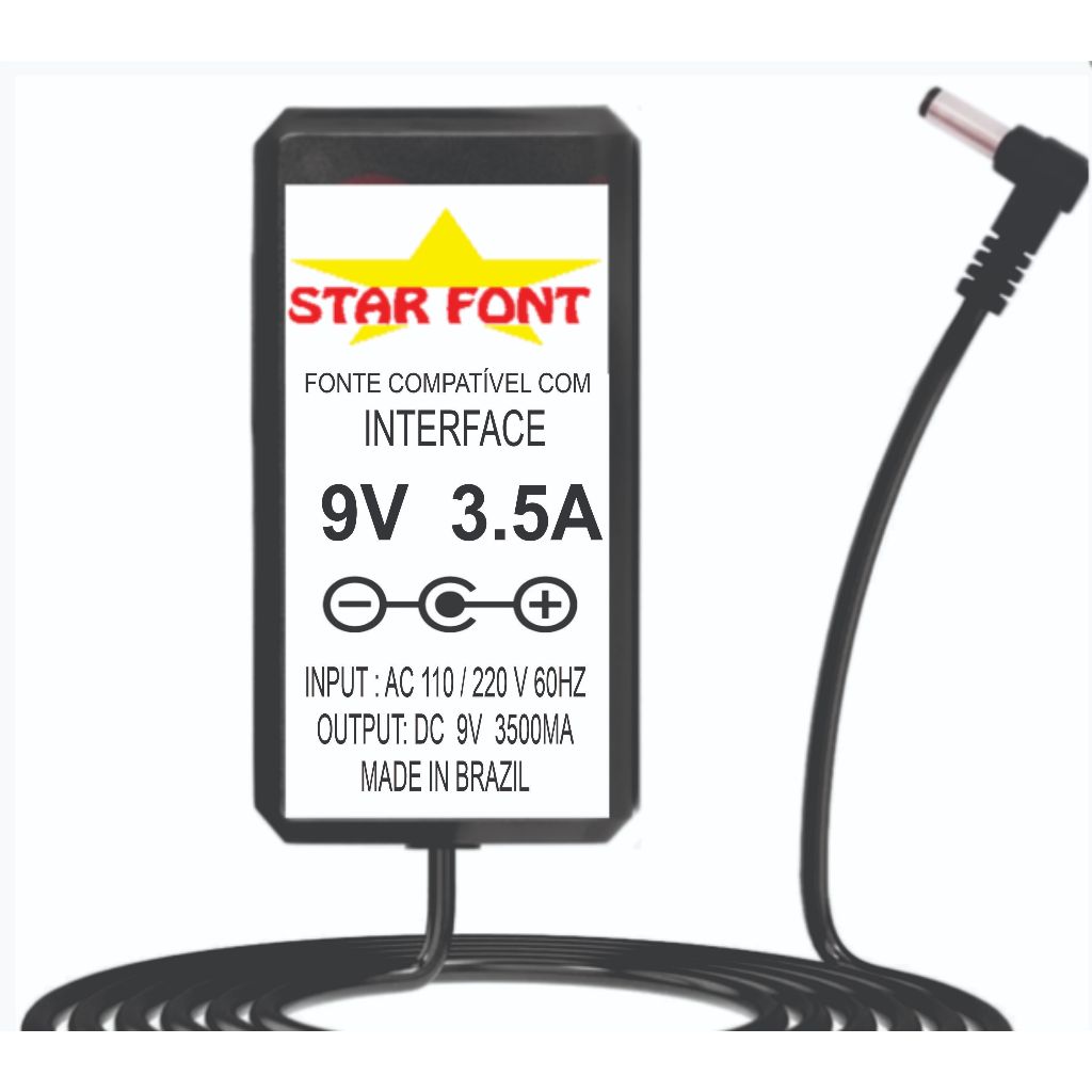 Fonte DC 9v 3.5a Interface De Audio M-Audio Fast Track