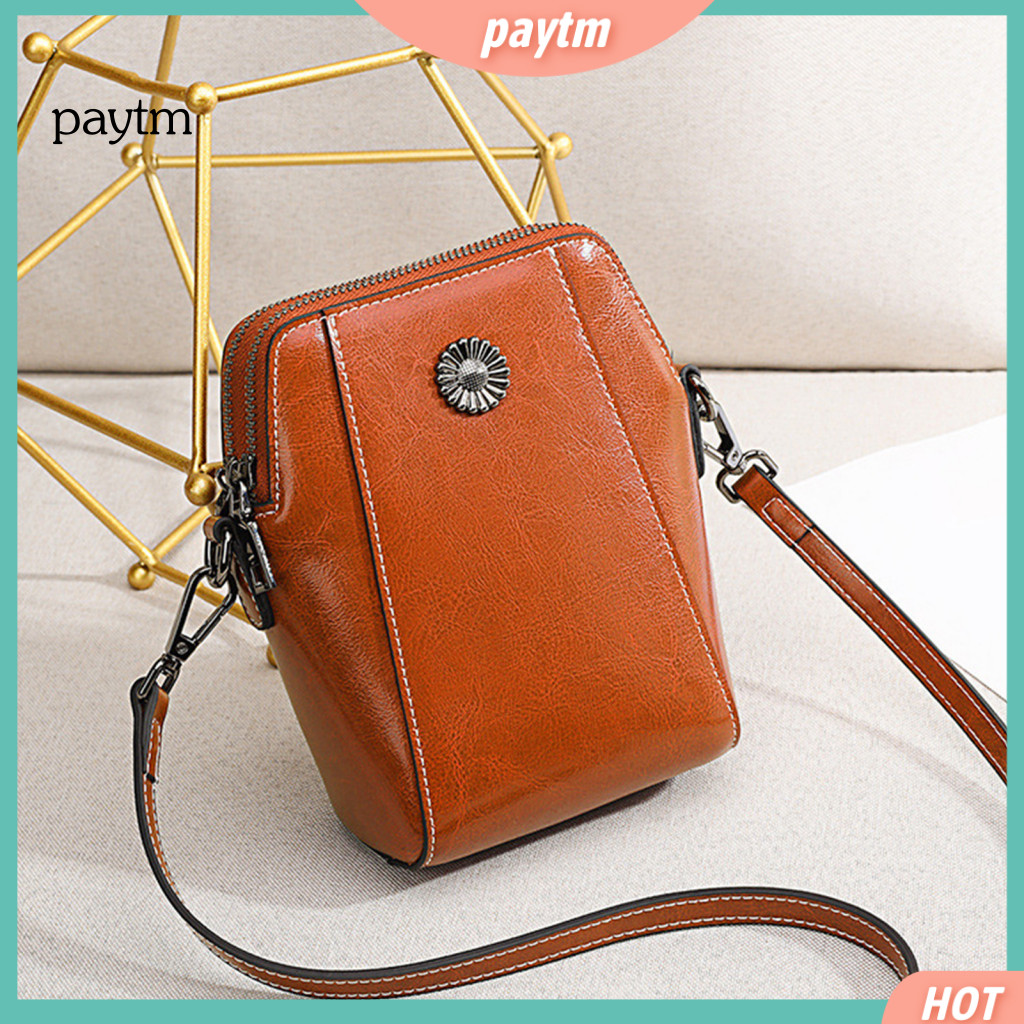 Small Handbag Women Shoulder Bag with Compartments Lady Retro Faux Leather Crossbody Purse Detachable Adjustable Strap f