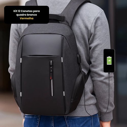 Mochila Notebook Entrada Usb Design Moderno Resistente Viagem Pratica Confortavel Sortida