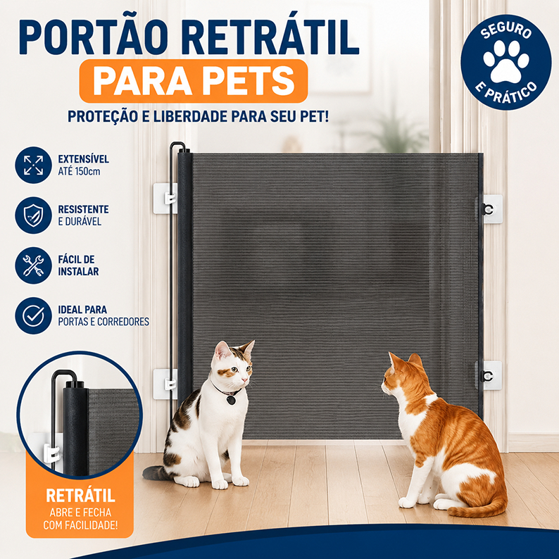 Retractable Anti-jump Safety Screen for Dogs and Cats, Adjustable 110cm/150cm/180cm