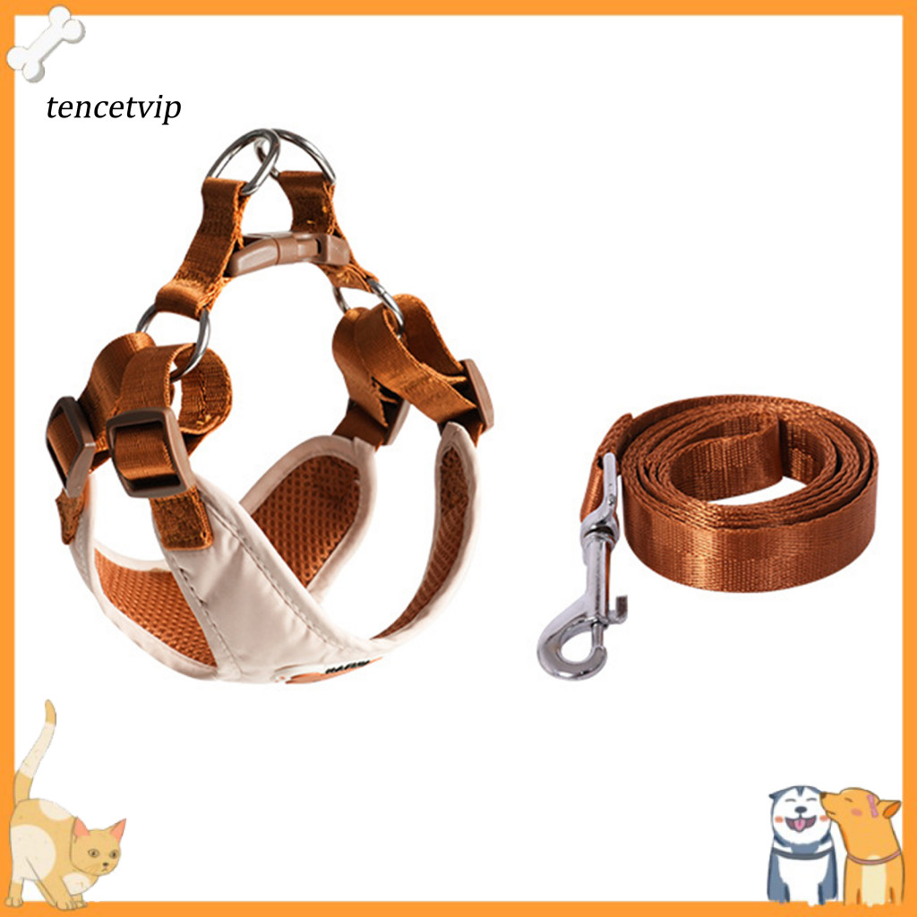 Adjustable Harness Dog Vest Puppy Breathable Mesh 4-point Fit Chest Back Strap Comfortable Body-shaped for Small to Medi