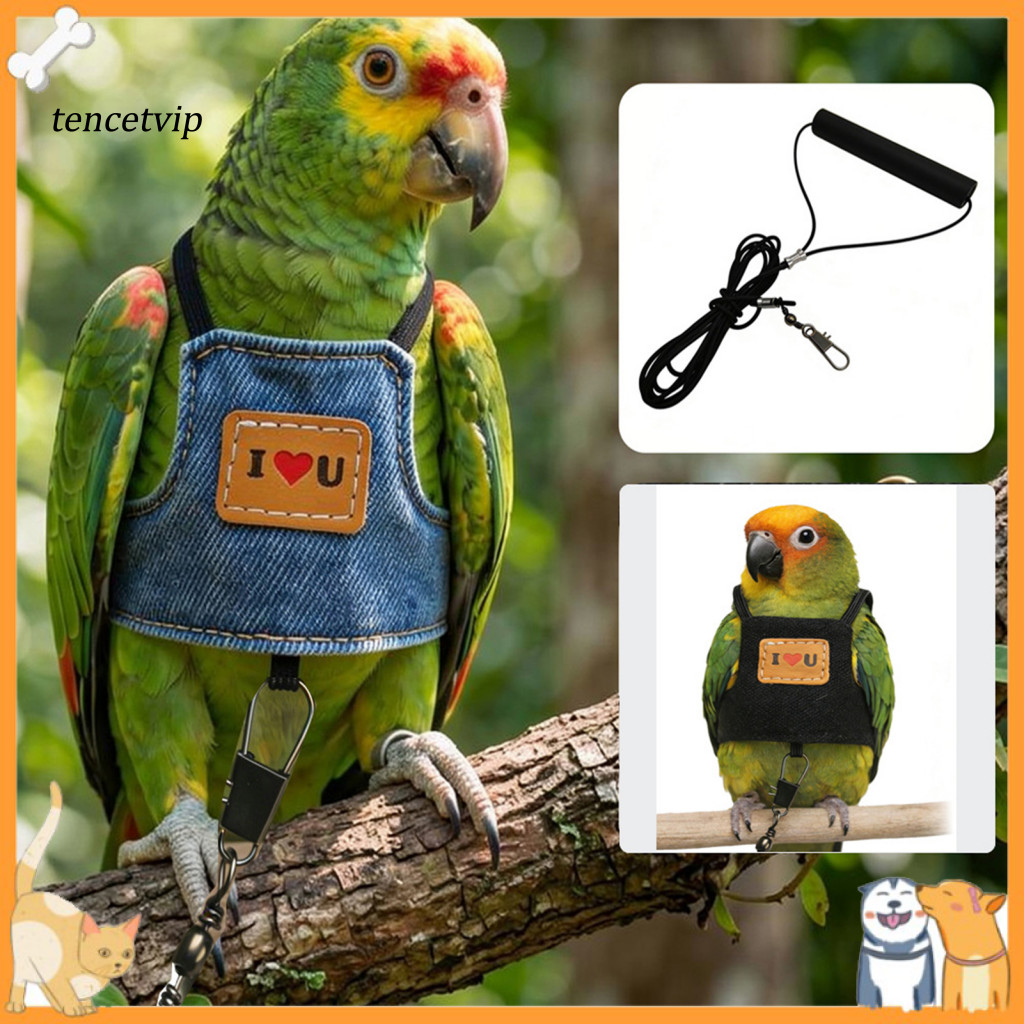 Parrot Harness Adjustable Escape-proof Bird with 78.7 Inch Leash for Parrots Budgies Macaws Cockatoos – Outdoor Flying